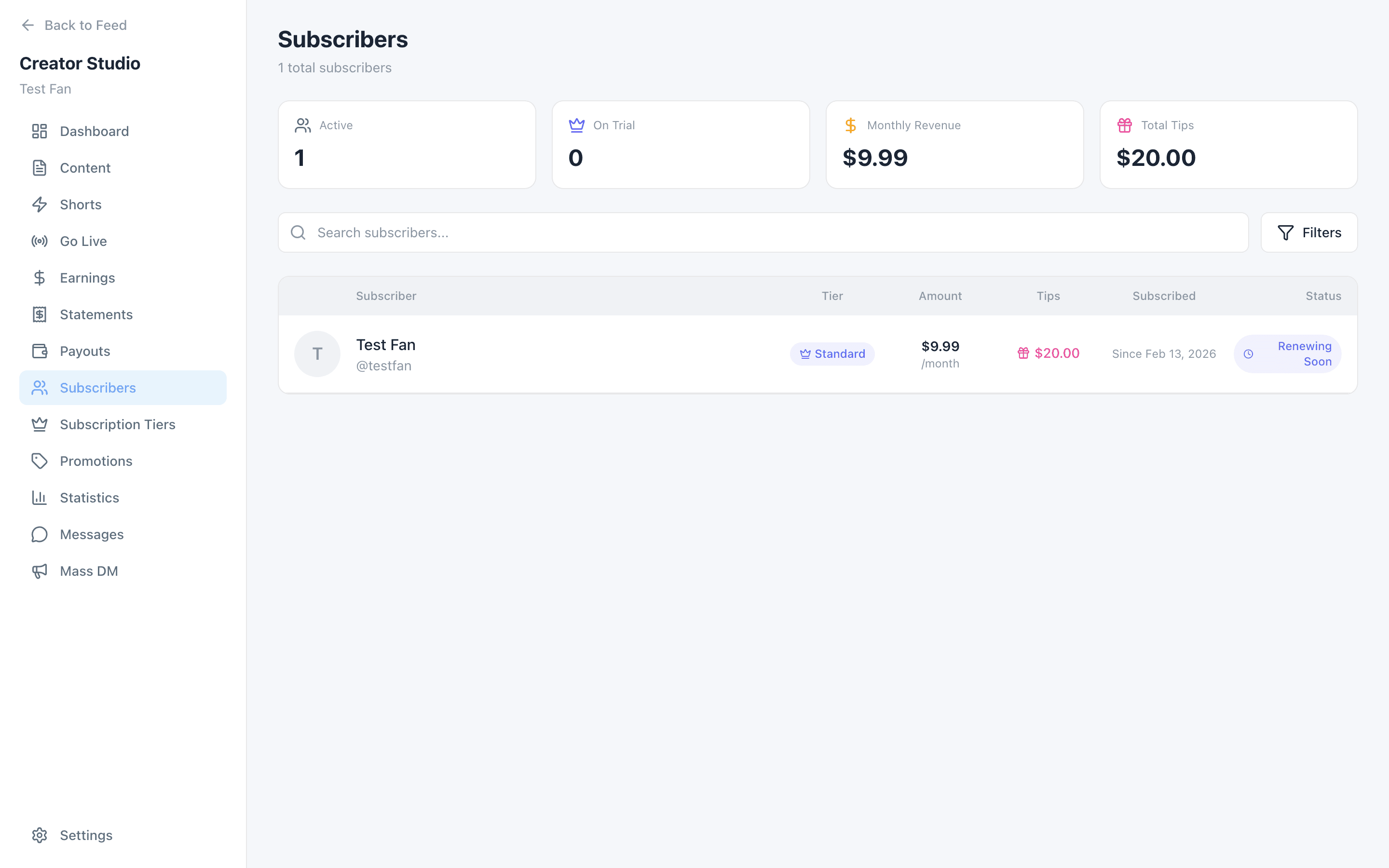 Subscriber management with tier, tips and status